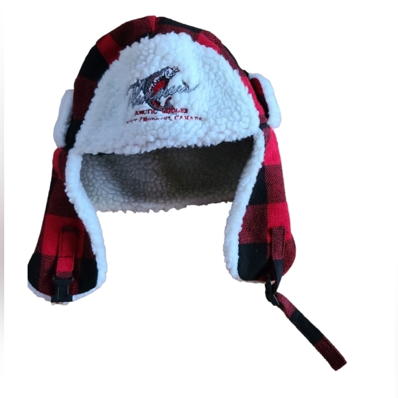 Plummers Arctic Lodge Red Plaid Sherpa Fleece Trapper Hat - Picture 4 of 8